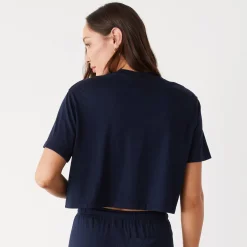 MONROW Organic Jersey Crop Pocket Tee DARKNAVY Store